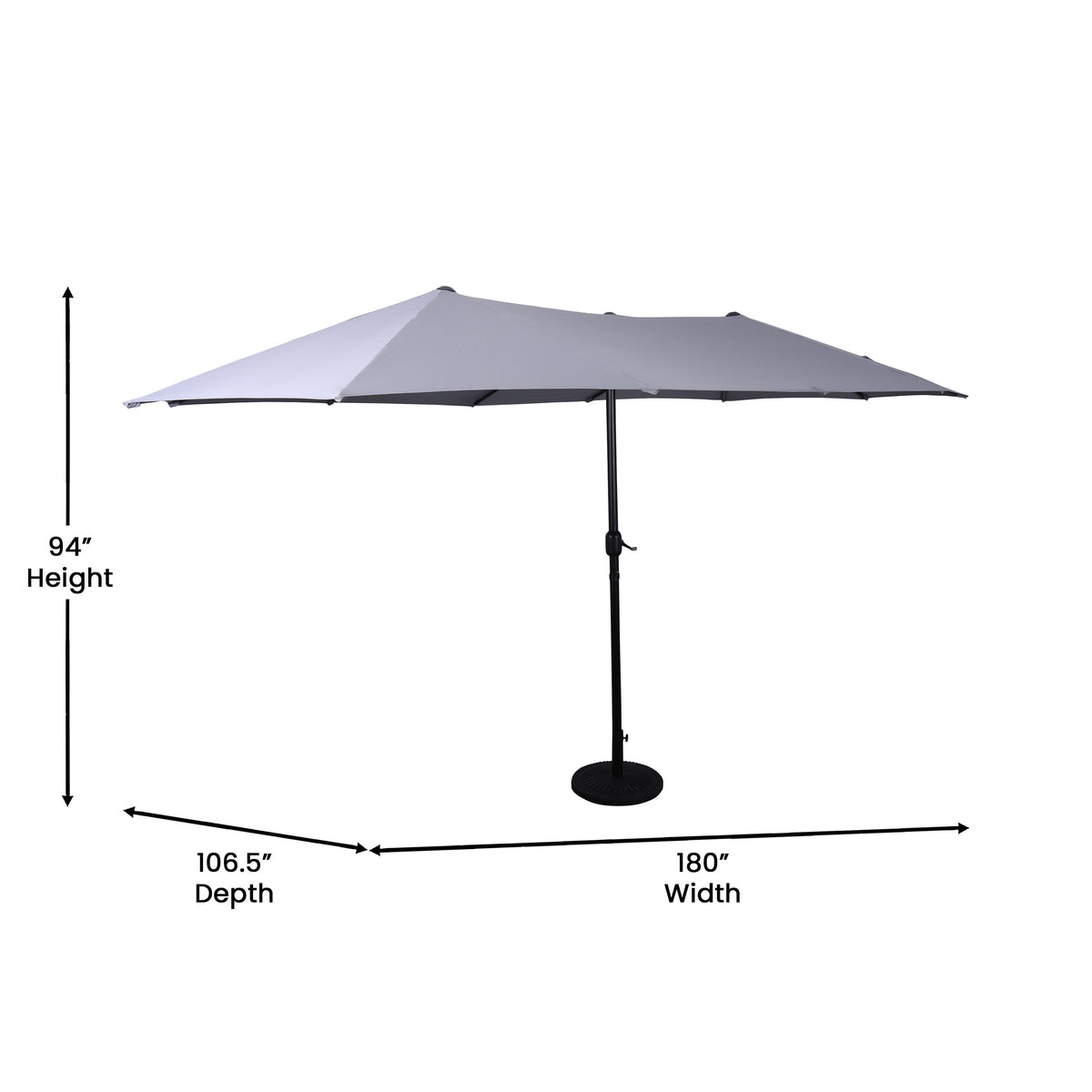 Gray |#| Gray Commercial 15 FT Triple Head Patio Umbrella with Crank and Tilt Functions