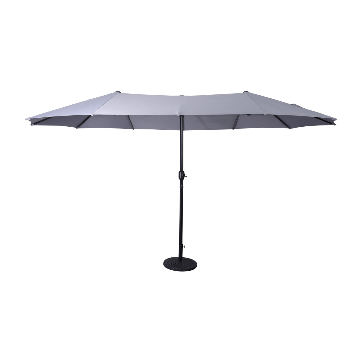 Gray |#| Gray Commercial 15 FT Triple Head Patio Umbrella with Crank and Tilt Functions