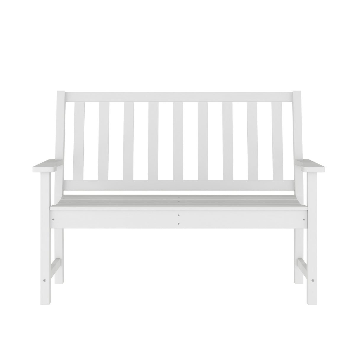 White |#| All Weather Heavy Duty Commercial Recycled HDPE Bench with Curved Seat in White