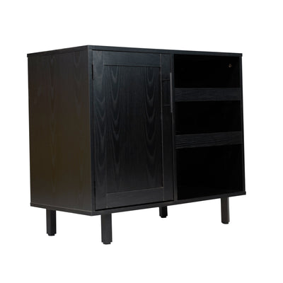 Elmont Classic Bar and Sideboard with Shaker Style Single Door Cabinet with Hanging Glass Storage and Open Bottle Shelves - View 1