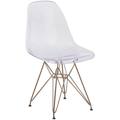Elon Series Ghost Chair with Gold Metal Base - View 1