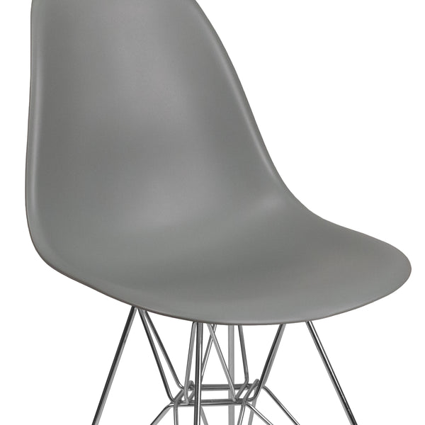 Moss Gray |#| Moss Gray Plastic Chair-Chrome Base - Hospitality Seating - Accent & Side Chair