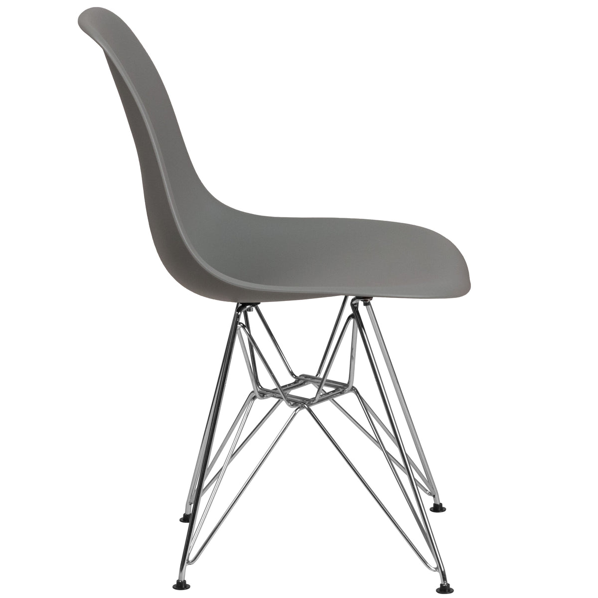 Moss Gray |#| Moss Gray Plastic Chair-Chrome Base - Hospitality Seating - Accent & Side Chair