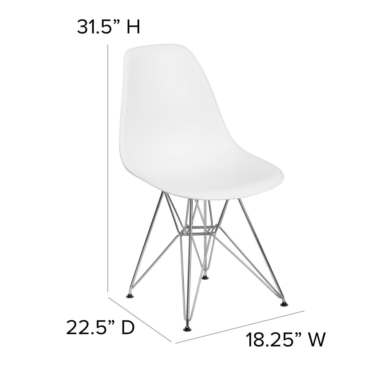 White |#| White Plastic Chair w/ Chrome Base - Hospitality Seating - Accent and Side Chair