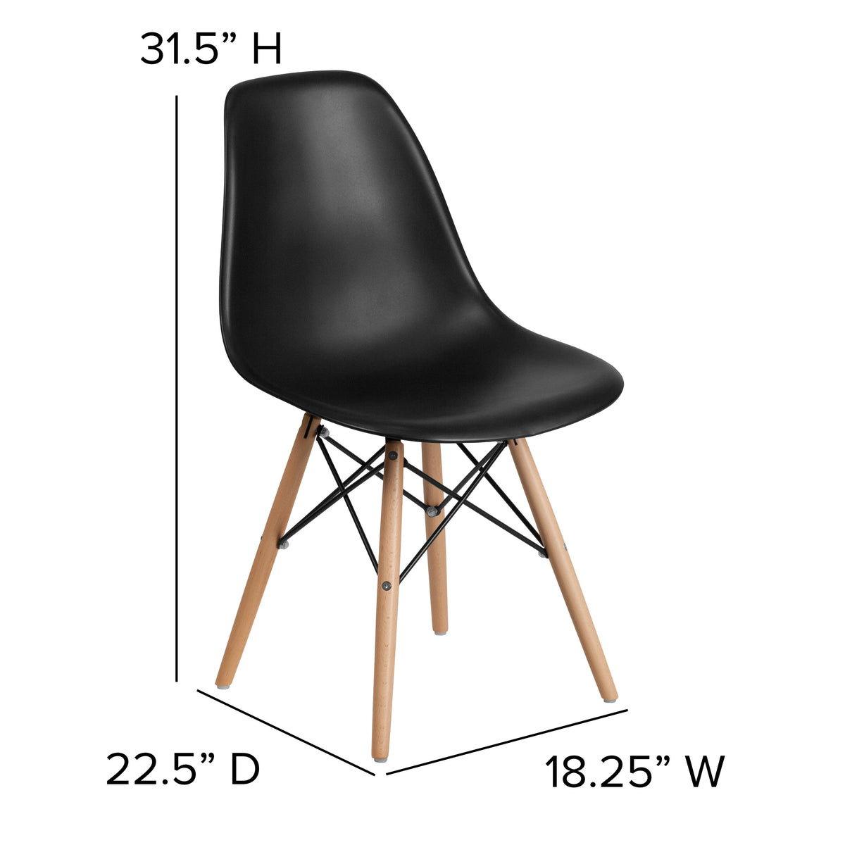 Black |#| Black Plastic Chair with Wooden Legs - Hospitality Seating - Side Chair