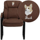 Brown Microfiber |#| EMB Brown MIC Executive Side Reception Chair with Lumbar Support and Sled Base
