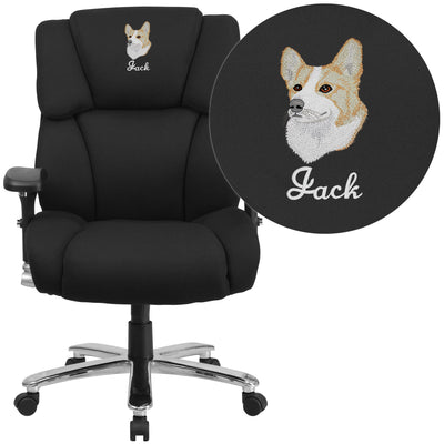 Embroidered HERCULES Series 24/7 Intensive Use Big & Tall 400 lb. Rated Executive Swivel Ergonomic Office Chair with Lumbar Knob and Tufted Headrest & Back