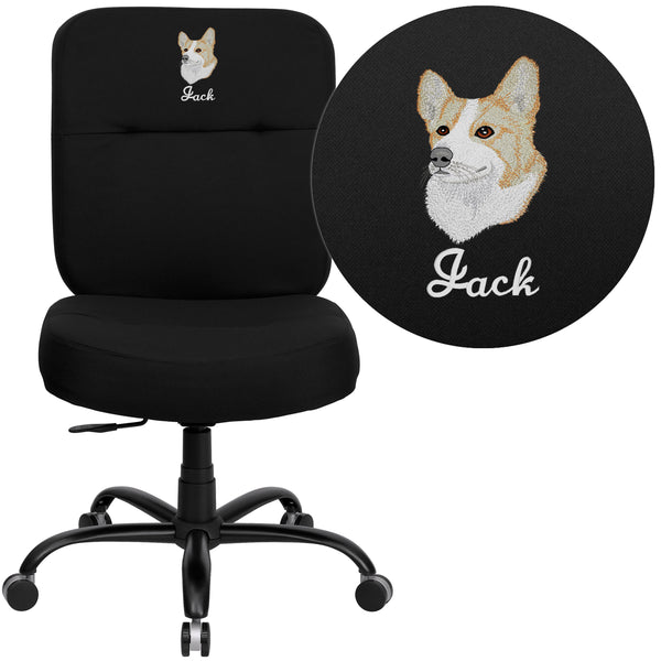 Black Fabric |#| EMB Big & Tall 400 lb. Rated High Back Black Fabric Ergonomic Office Chair