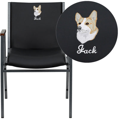 Embroidered HERCULES Series Heavy Duty Stack Chair with Arms