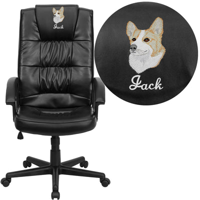 Embroidered High Back LeatherSoft Soft Ripple Upholstered Executive Swivel Office Chair with Arms