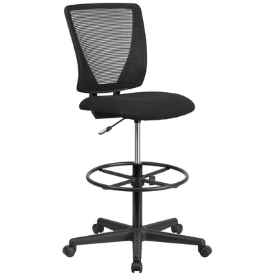 Ergonomic Mid-Back Mesh Drafting Chair with Fabric Seat and Adjustable Foot Ring - View 1