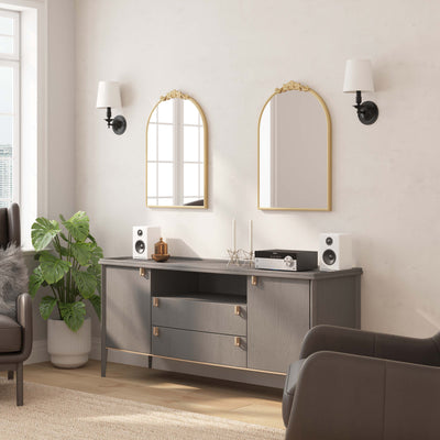 Esme Traditional Arched Wall Mirror with Baroque Detail - Large Accent Mirror for Bathroom, Entryway, Dining Room, & Living Room - View 2