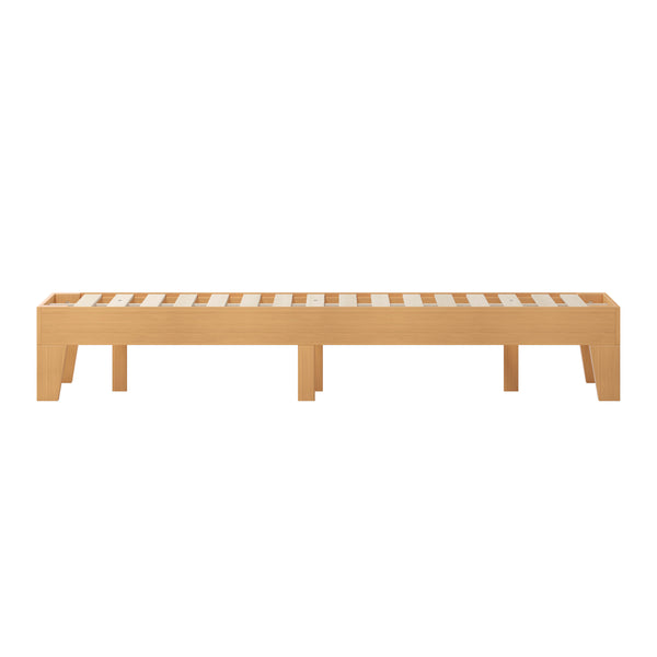 Natural,Twin |#| Wood Platform Bed with 14 Wooden Support Slats in Natural Pine - Twin