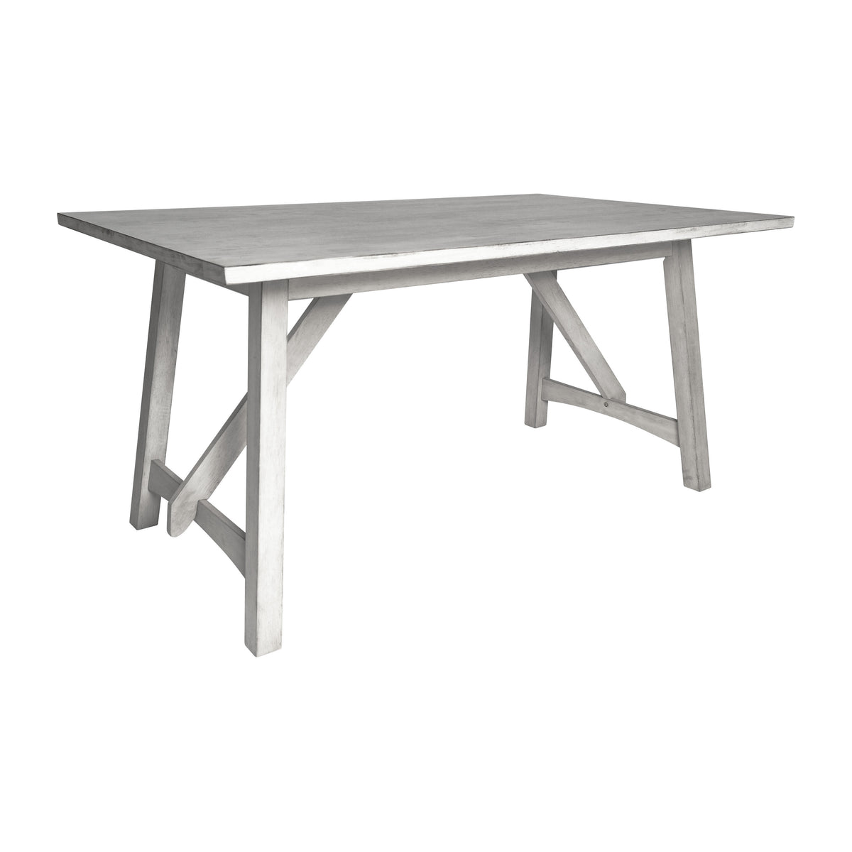 Antique White |#| Solid Wood 60inch Commercial Grade Trestle Base Dining Table-Light Cappuccino