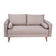 Taupe |#| Compact Taupe Faux Linen Upholstered Loveseat with Wooden Legs