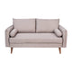 Taupe |#| Compact Taupe Faux Linen Upholstered Loveseat with Wooden Legs