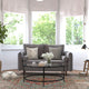 Stone Gray |#| Compact Stone Gray Faux Linen Upholstered Loveseat with Wooden Legs
