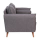 Stone Gray |#| Compact Stone Gray Faux Linen Upholstered Loveseat with Wooden Legs