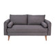 Stone Gray |#| Compact Stone Gray Faux Linen Upholstered Loveseat with Wooden Legs