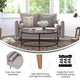 Taupe |#| Compact Taupe Faux Linen Upholstered Loveseat with Wooden Legs