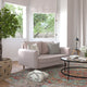 Taupe |#| Compact Taupe Faux Linen Upholstered Loveseat with Wooden Legs