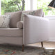Taupe |#| Compact Taupe Faux Linen Upholstered Loveseat with Wooden Legs