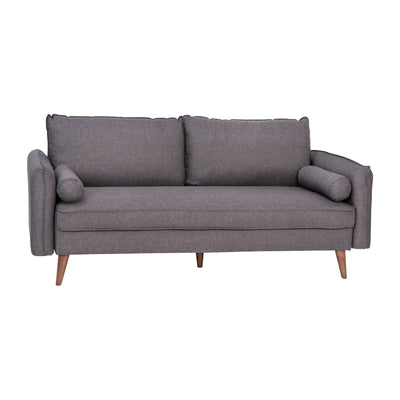 Evie Mid-Century Modern Sofa with Fabric Upholstery & Solid Wood Legs