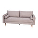 Taupe |#| Compact Taupe Faux Linen Upholstered Sofa with Wooden Legs