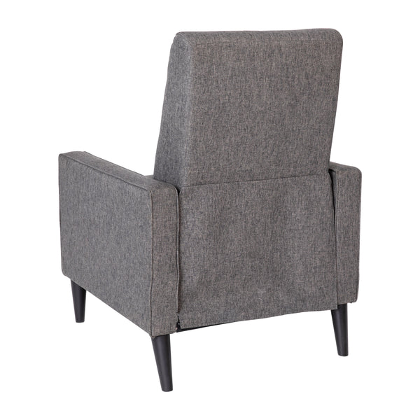 Gray |#| Pushback Recliner with Button Tufted Back in Gray Fabric Upholstery