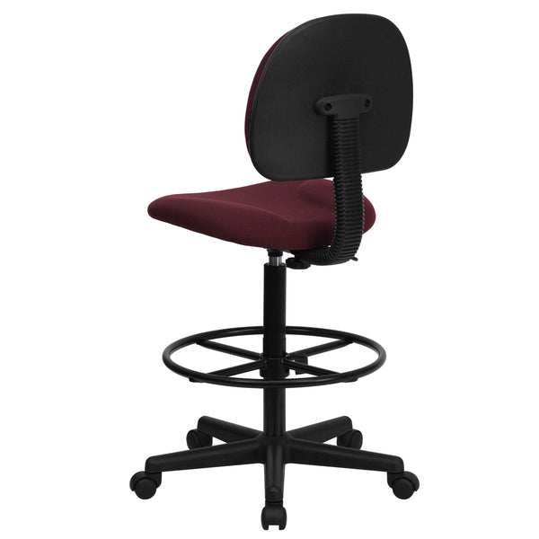 Burgundy |#| Burgundy Fabric Drafting Chair (Cylinders: 22.5inch-27inchH or 26inch-30.5inchH)