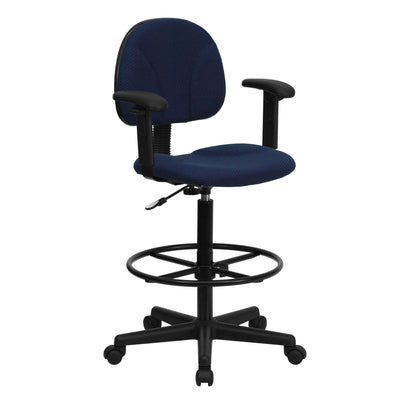 Fabric Drafting Chair with Adjustable Arms (Cylinders: 22.5''-27''H or 26''-30.5''H) - View 1