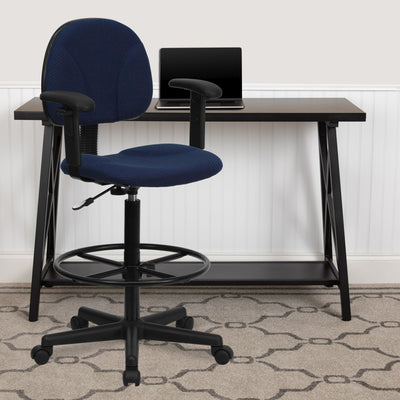 Fabric Drafting Chair with Adjustable Arms (Cylinders: 22.5''-27''H or 26''-30.5''H) - View 2