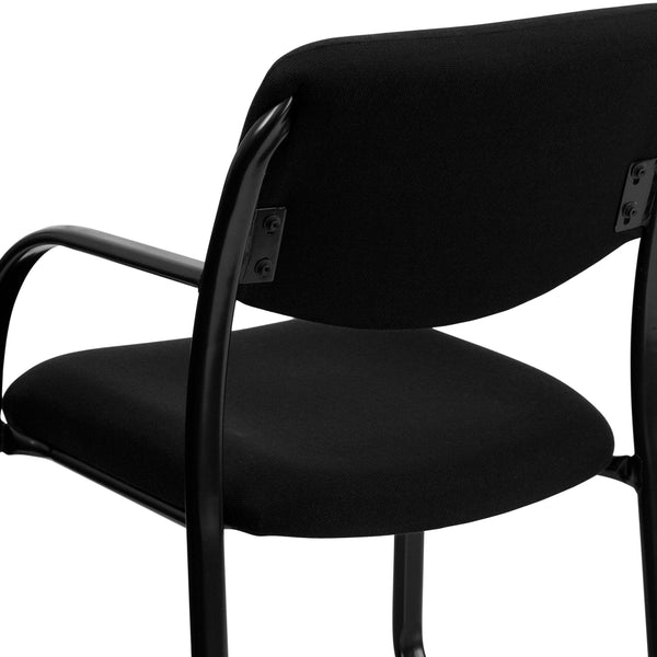 Black |#| Black Fabric Executive Side Reception Chair with Sled Base and Padded Foam Seat