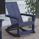 Navy |#| Modern 2-Slat Adirondack Poly Resin Rocking Chair for Indoor/Outdoor Use - Navy