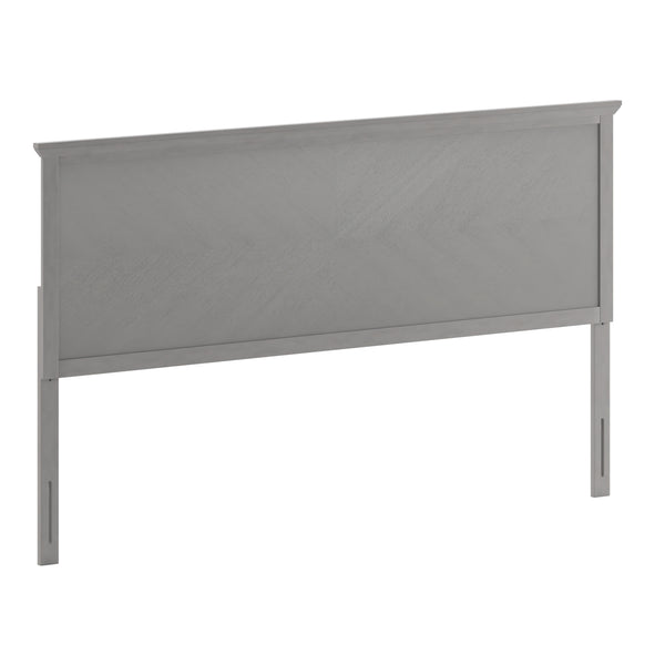 Gray Wash,King |#| Contemporary King Size Herring Bone Wooden Headboard Only in Gray Wash