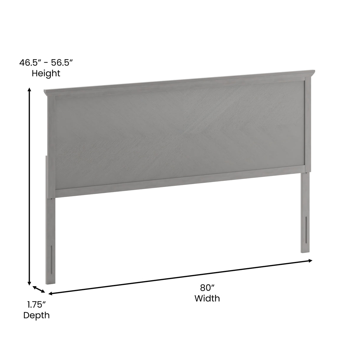 Gray Wash,King |#| Contemporary King Size Herring Bone Wooden Headboard Only in Gray Wash