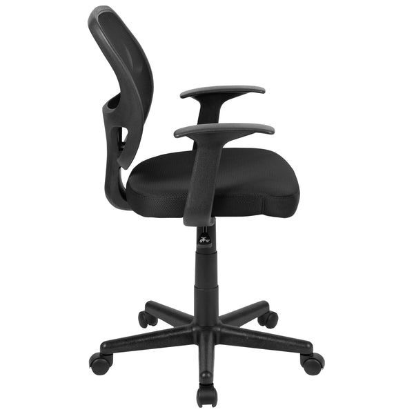 Black |#| Flash Fundamentals Mid-Back Black Mesh Swivel Ergonomic Task Office Chair - Arms