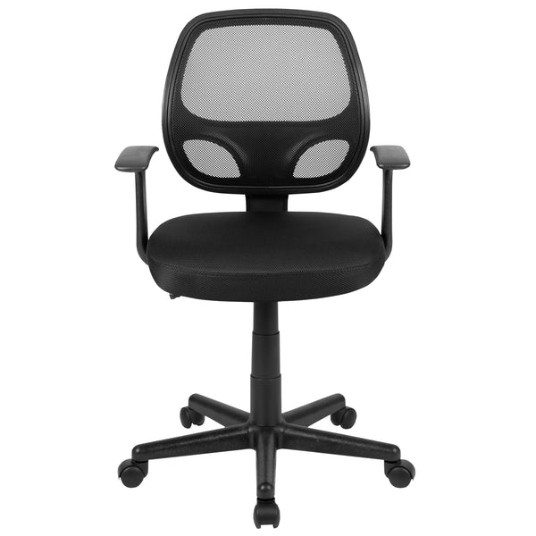 Black |#| Flash Fundamentals Mid-Back Black Mesh Swivel Ergonomic Task Office Chair - Arms