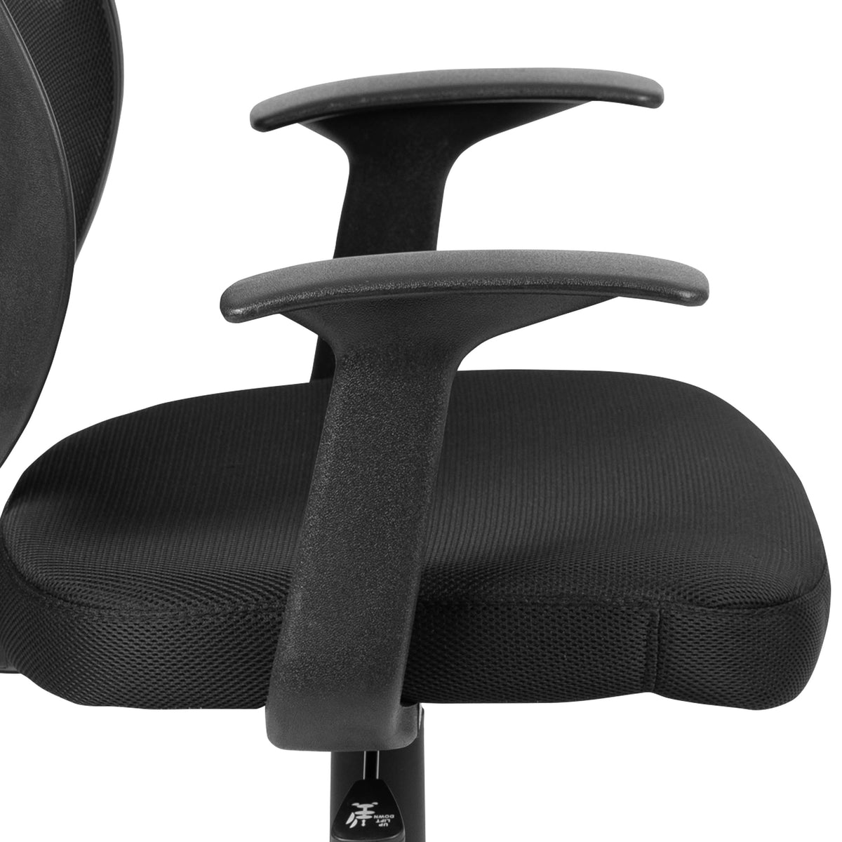 Black |#| Flash Fundamentals Mid-Back Black Mesh Swivel Ergonomic Task Office Chair - Arms