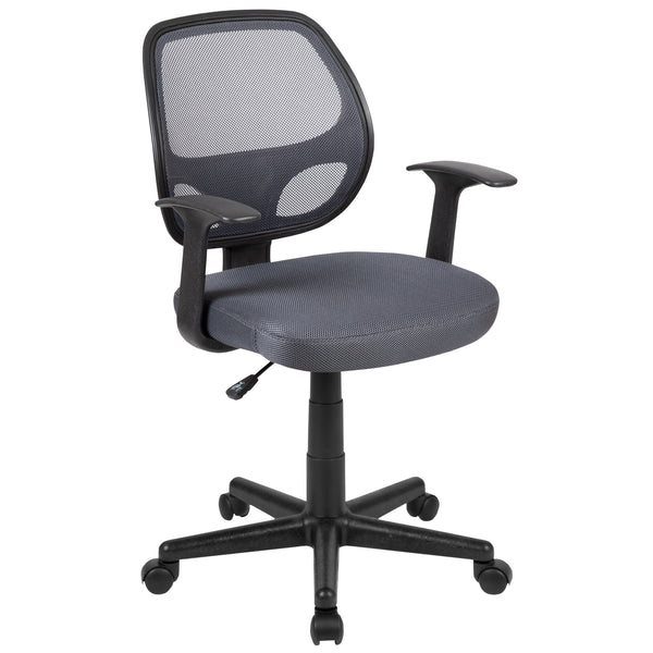 Gray |#| Flash Fundamentals Mid-Back Gray Mesh Swivel Ergonomic Task Office Chair - Arms