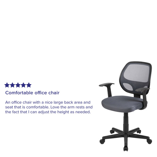 Gray |#| Flash Fundamentals Mid-Back Gray Mesh Swivel Ergonomic Task Office Chair - Arms