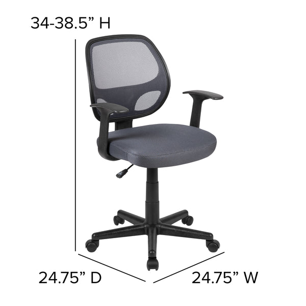 Gray |#| Flash Fundamentals Mid-Back Gray Mesh Swivel Ergonomic Task Office Chair - Arms