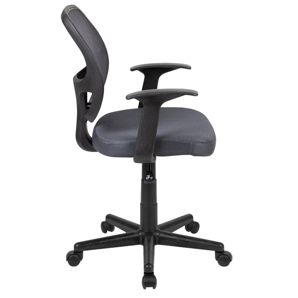 Gray |#| Flash Fundamentals Mid-Back Gray Mesh Swivel Ergonomic Task Office Chair - Arms