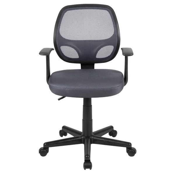 Gray |#| Flash Fundamentals Mid-Back Gray Mesh Swivel Ergonomic Task Office Chair - Arms