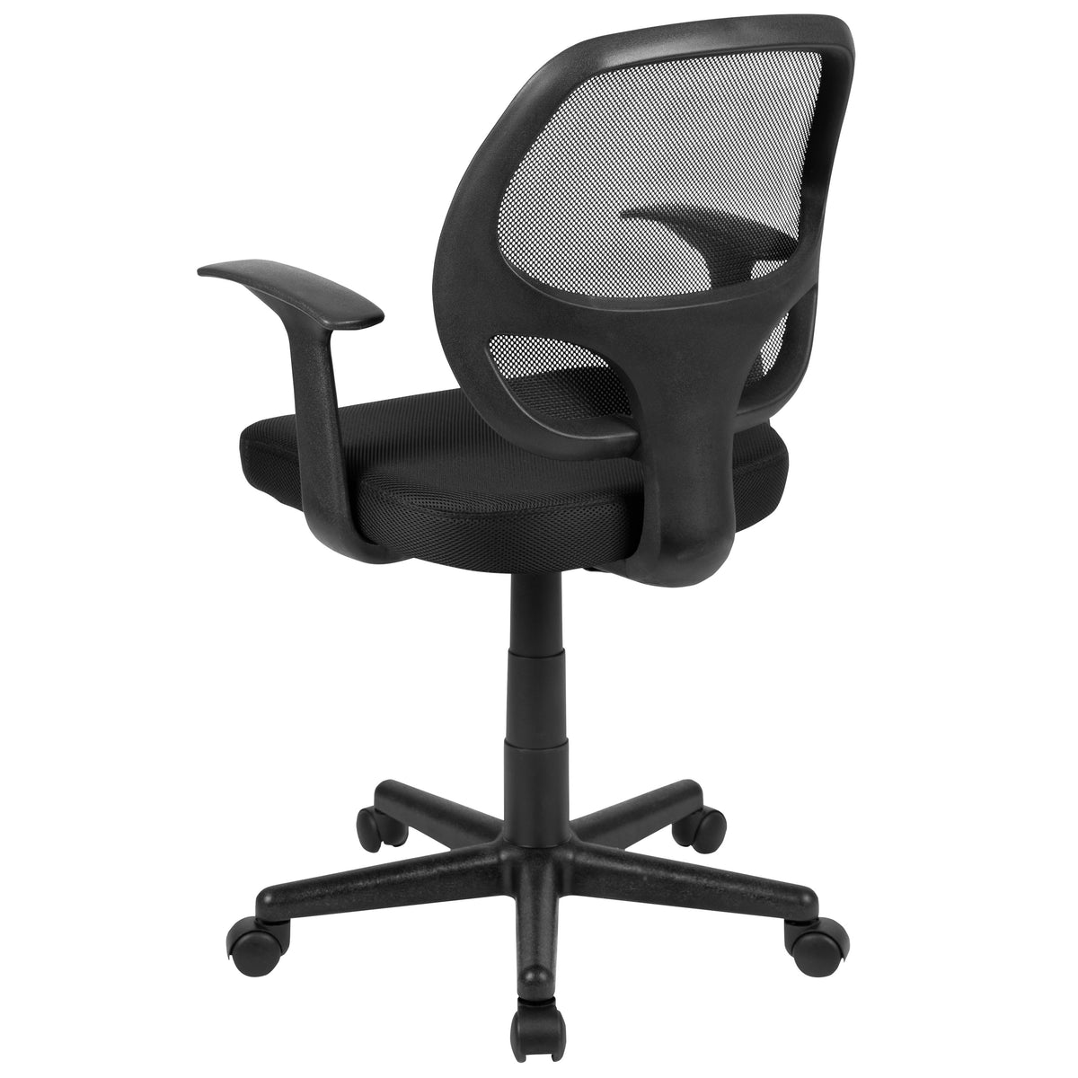 Black |#| Flash Fundamentals Mid-Back Black Mesh Swivel Ergonomic Task Office Chair - Arms