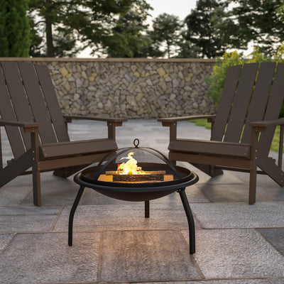 Foldable Wood Burning Firepit with Mesh Spark Screen and Poker