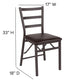 Brown Folding Ladder Back Metal Chair with Brown Vinyl Seat - Dining Furniture