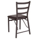 Brown Folding Ladder Back Metal Chair with Brown Vinyl Seat - Dining Furniture