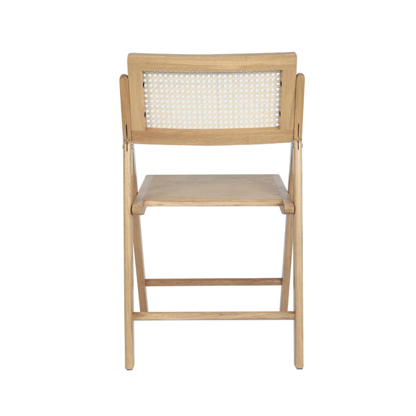 Natural |#| 2 Pack Commercial Cane Rattan Folding Chairs - Wood Backs and Seats - Natural