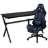 Gaming Desk and Footrest Reclining Gaming Chair Set - Cup Holder/Headphone Hook/Removable Mouse Pad Top/Wire Management